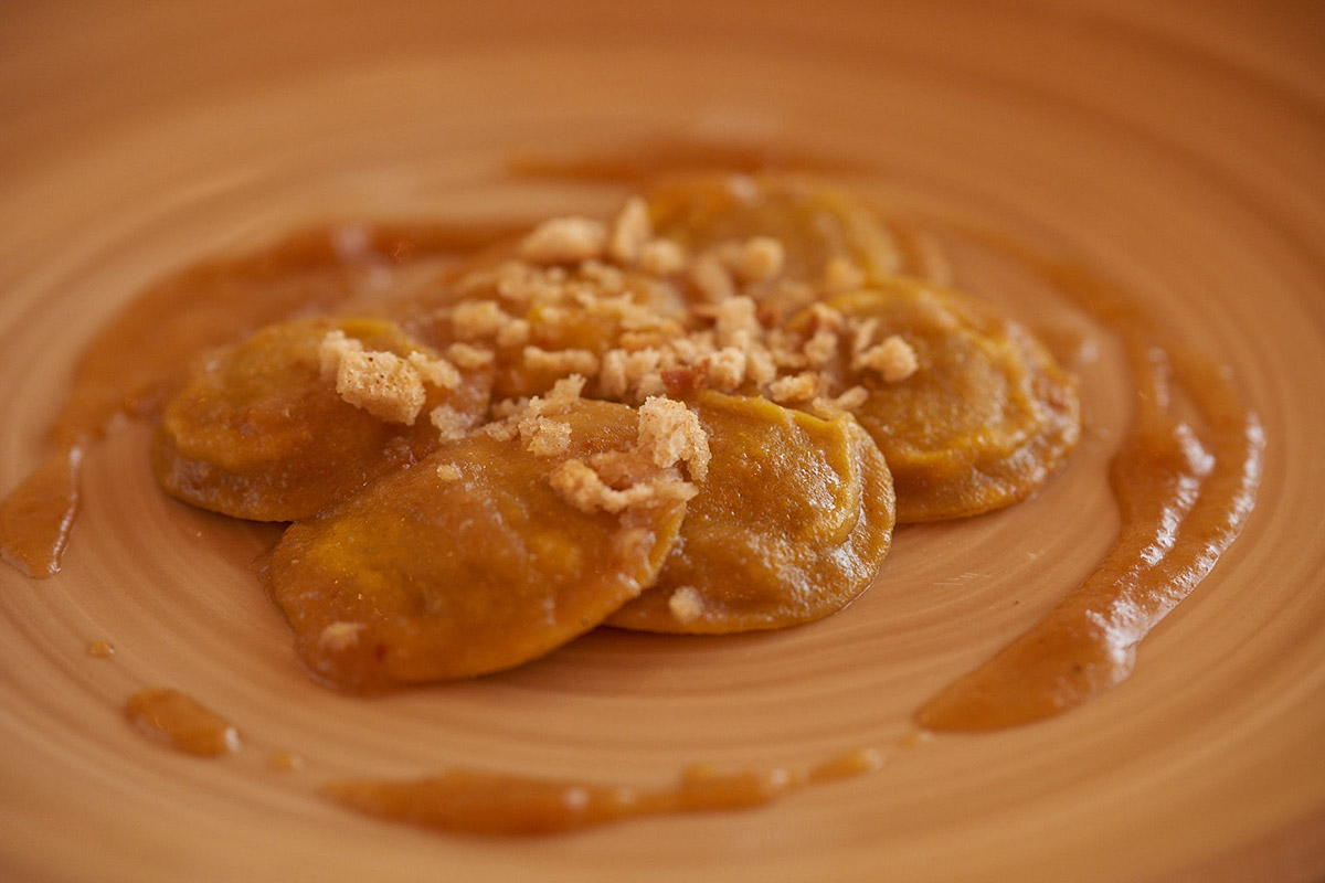 Ravioli d'anatra con salsa di Mostarda Fina di Carpi